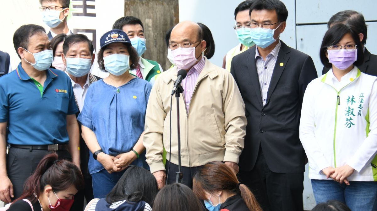 ▲蘇貞昌強調台灣目前已有15公噸的豬肉儲量，並且沒有出口，目前口蹄疫已經拔針成功，未來可以爭取國際市場。（圖／攝影中心記者林調遜攝，2020.04.18）