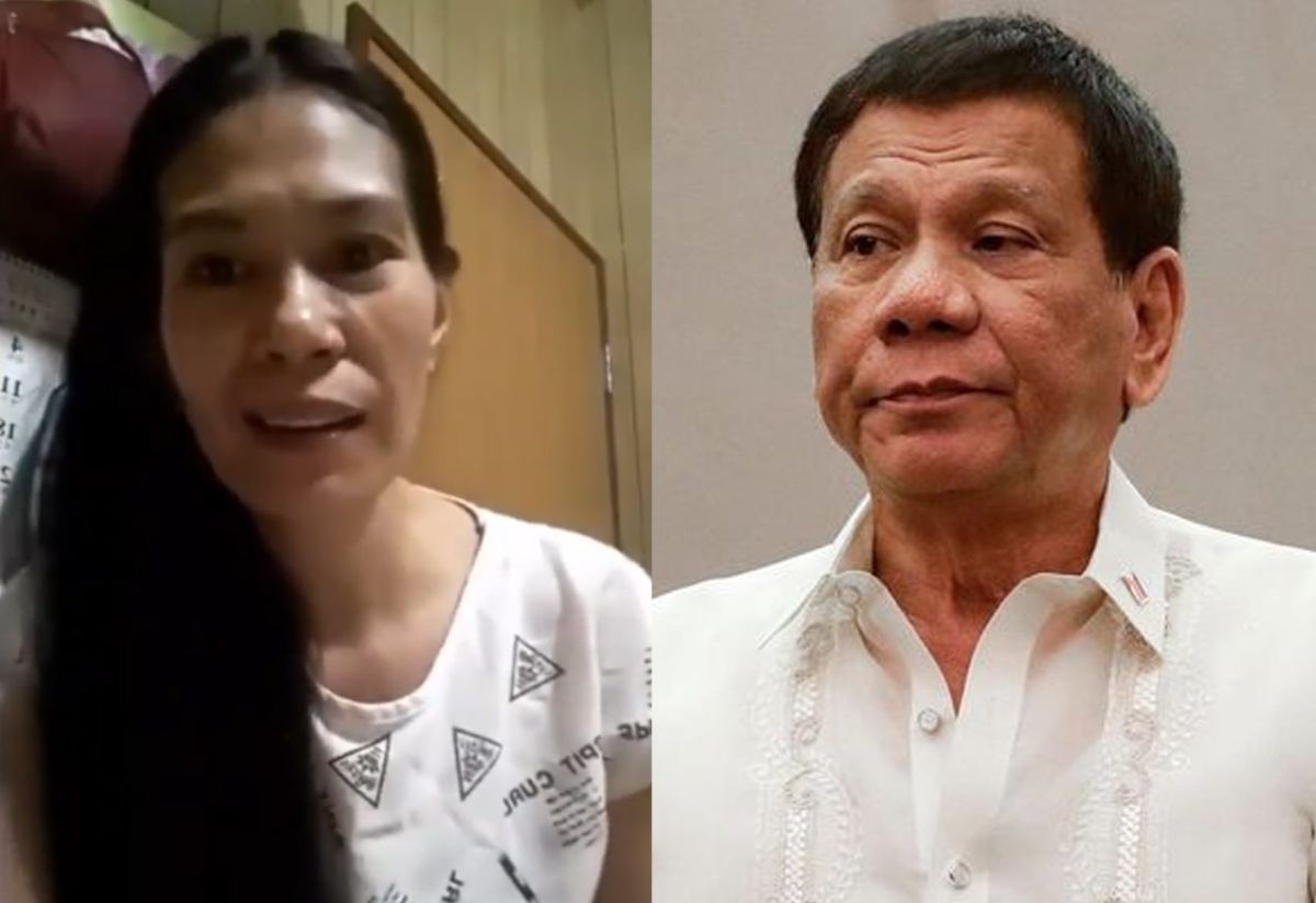 ▲菲律賓總統與批評杜特蒂的移工。（圖／翻攝自臉書）