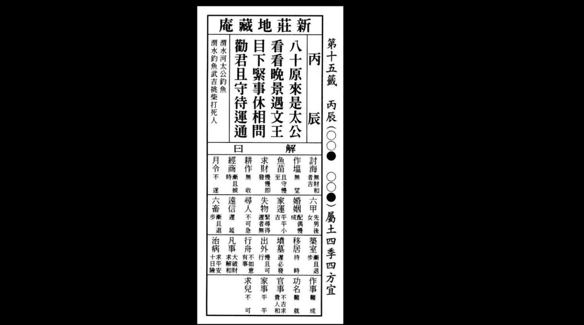 六十甲子第十五籤。（圖／翻攝自籤詩網）