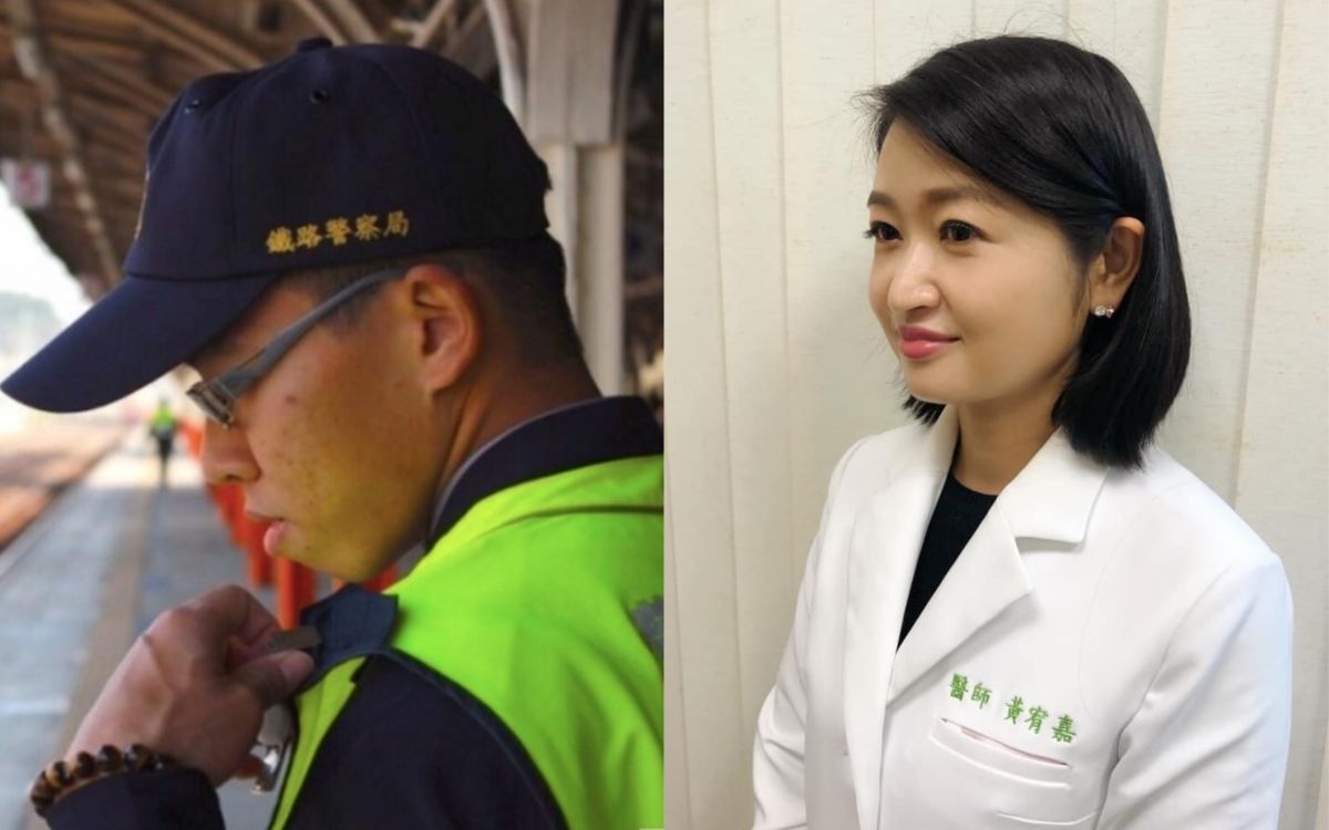 ▲醫師黃宥嘉（右）談殺警案，左圖為因工殉職的員警。（圖／黃宥嘉臉書、記者陳惲朋攝） 