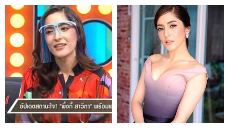 泰國混血女星Pinky上節目時，就把臉包得密不透風，響應防疫政策。（圖／翻攝自臉書）