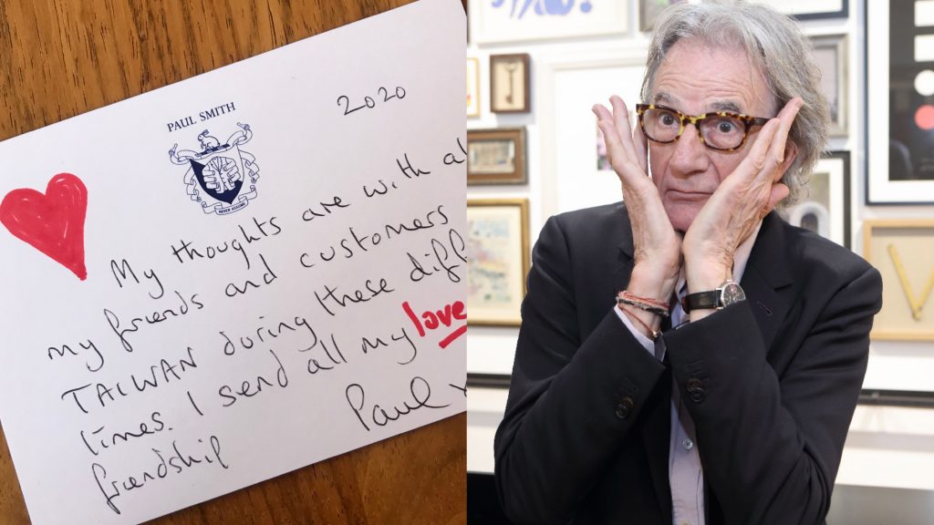 ▲Paul Smith 親自送上自拍影片及手寫信鼓勵台灣粉絲。（圖／Paul Smith）