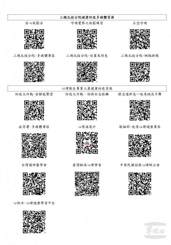 北投分院提供資源　守護官兵心理健康
