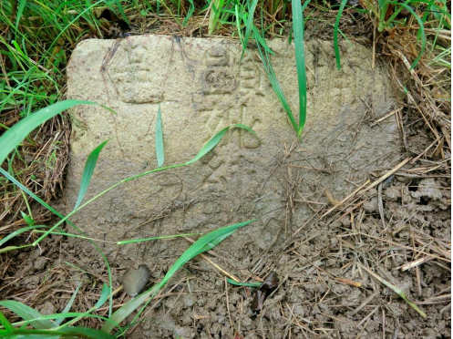 古墓墓碑上刻有「顯妣純慈貞淑黃母張氏坆墓」幾字。（圖／台中市后里區貓仔坑休閒農業區網站）