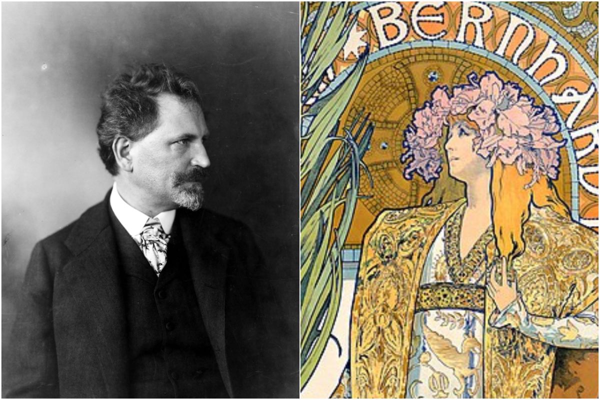 ▲慕夏照片，以及 1894 年創作的《吉絲夢妲》（ Gismonda ）。（圖／翻攝自 muchafoudation.org  ）