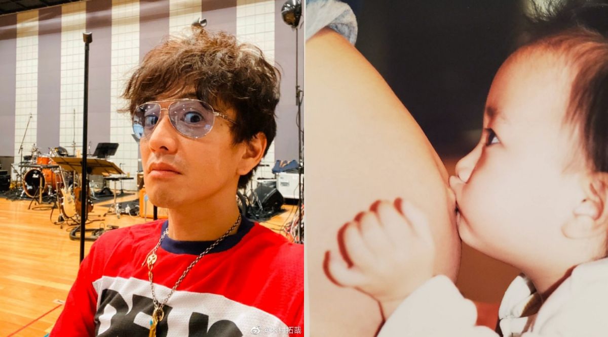 ▲木村拓哉（左）曬出老婆懷孕的照片。（圖／木村拓哉微博）