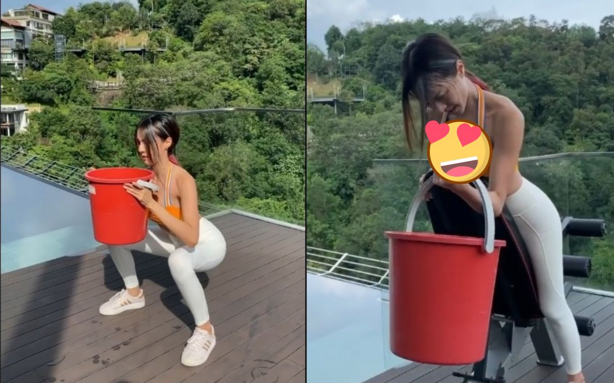 ▲李元玲提水桶健身。（圖／李元玲IG） 