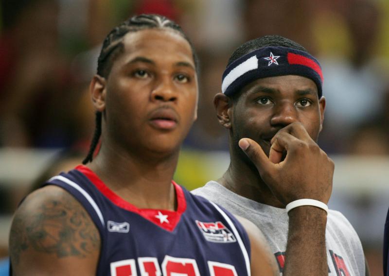 ▲2004年雅典奧運時期的Carmelo Anthony(左)與LeBron James。（圖／美聯社／達志影像）