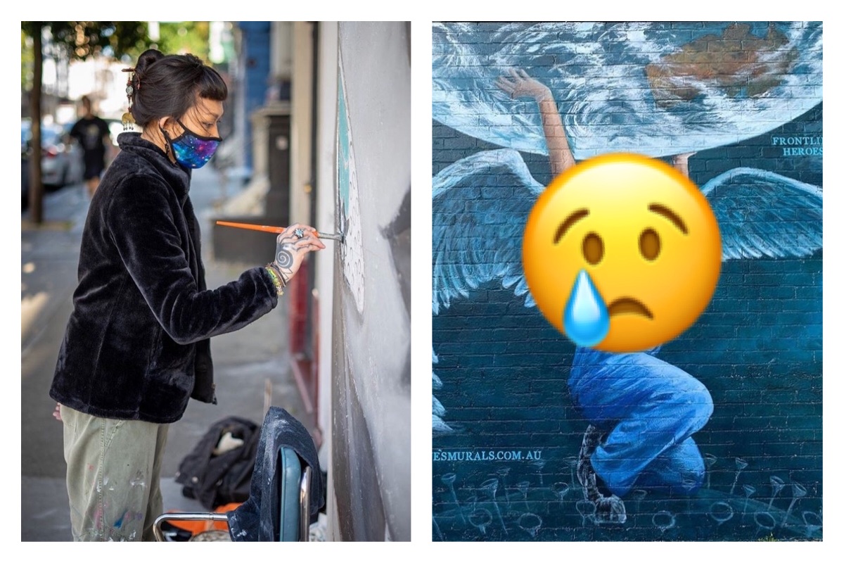 ▲藝術家畫出「防疫中的天使」， 1.6 萬人全讚爆。（圖／翻攝自 IG ）