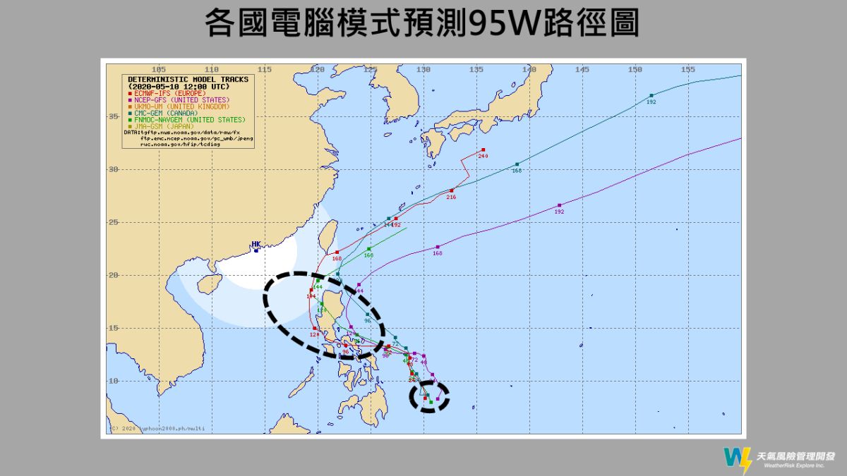 ▲氣象專家賈新興表示，各國對起始點及路徑的預測有差異。（圖／翻攝賈新興臉書）