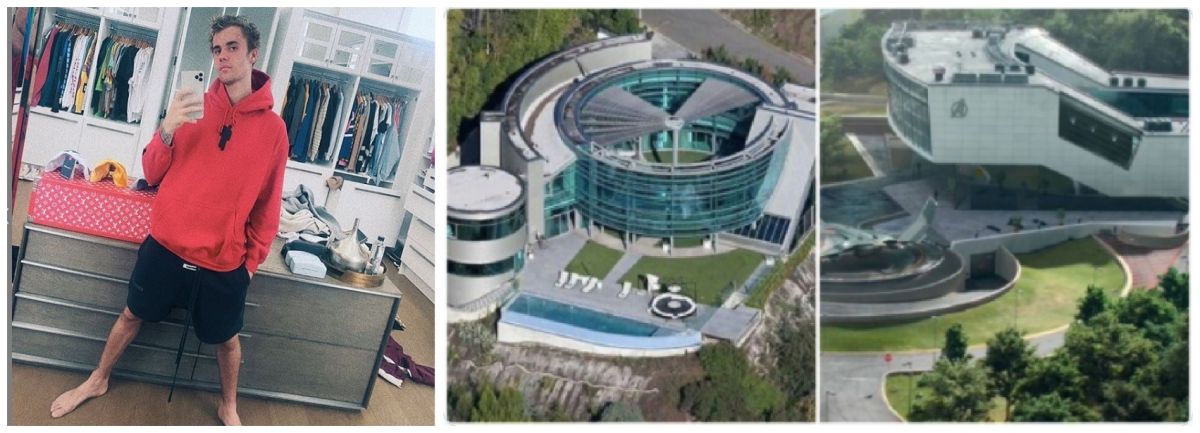 ▲小賈斯汀現在的豪宅有寬敞的華麗試衣間（左圖）；舊豪宅也不輸現在的宅邸，外觀有如復仇者聯總部（右圖）。（圖／翻攝小賈斯汀IG、推特）