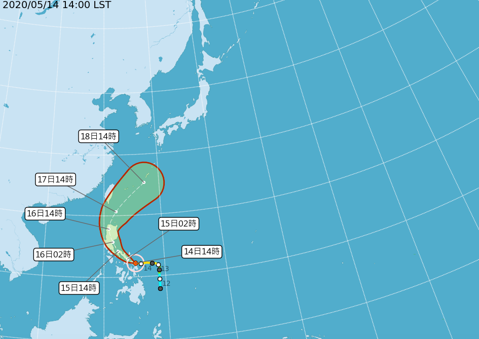 ▲氣象局表示，中颱黃蜂目前以每小時13公里速度，向西北西進行。（圖／氣象局提供）