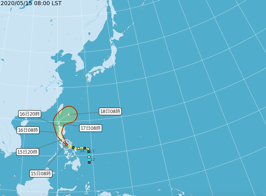 ▲氣象局預測中颱黃蜂移動路徑。（圖／氣象局提供）