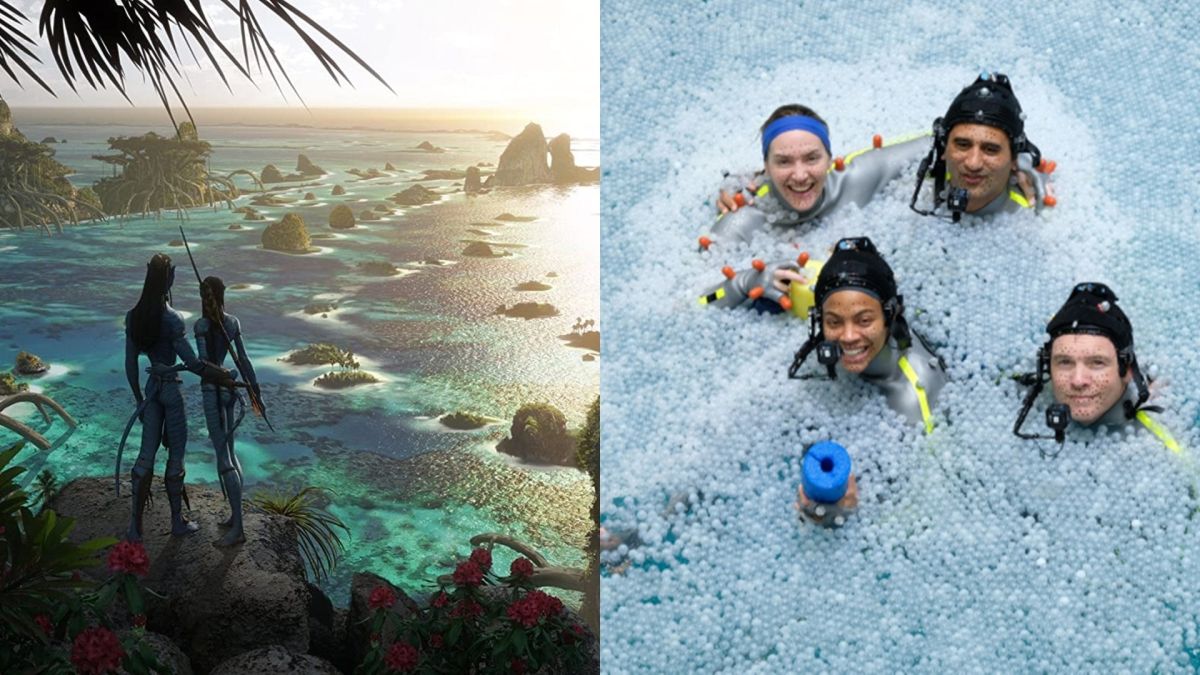 ▲凱特溫絲蕾（右圖後排左）也現身《阿凡達2》。（圖／《阿凡達2》推特）