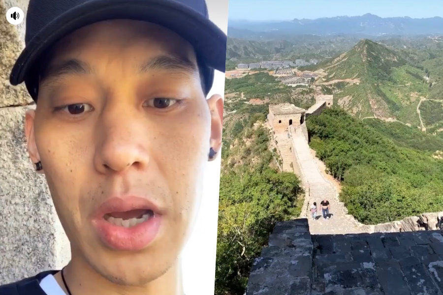 ▲林書豪登長城稱讚景色優美。（圖／取自林書豪臉書）