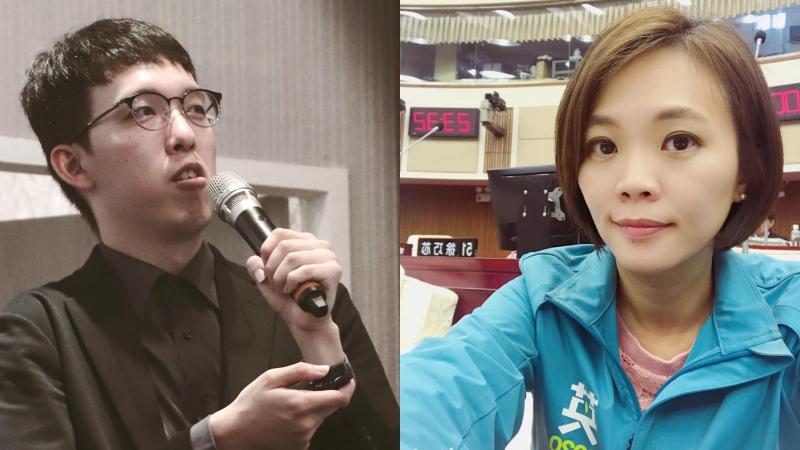 台灣民眾黨立法院黨團副主任柯昱安、民進黨台北市議員簡舒培。