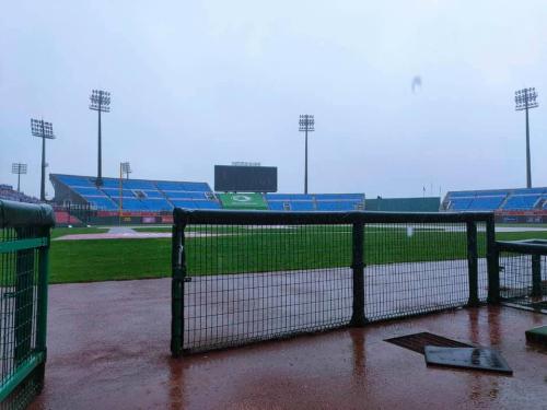 ▲桃園球場過去只要下雨就仍容易積水，被球迷取笑為「超級壩」。（圖／取自中職粉絲團）