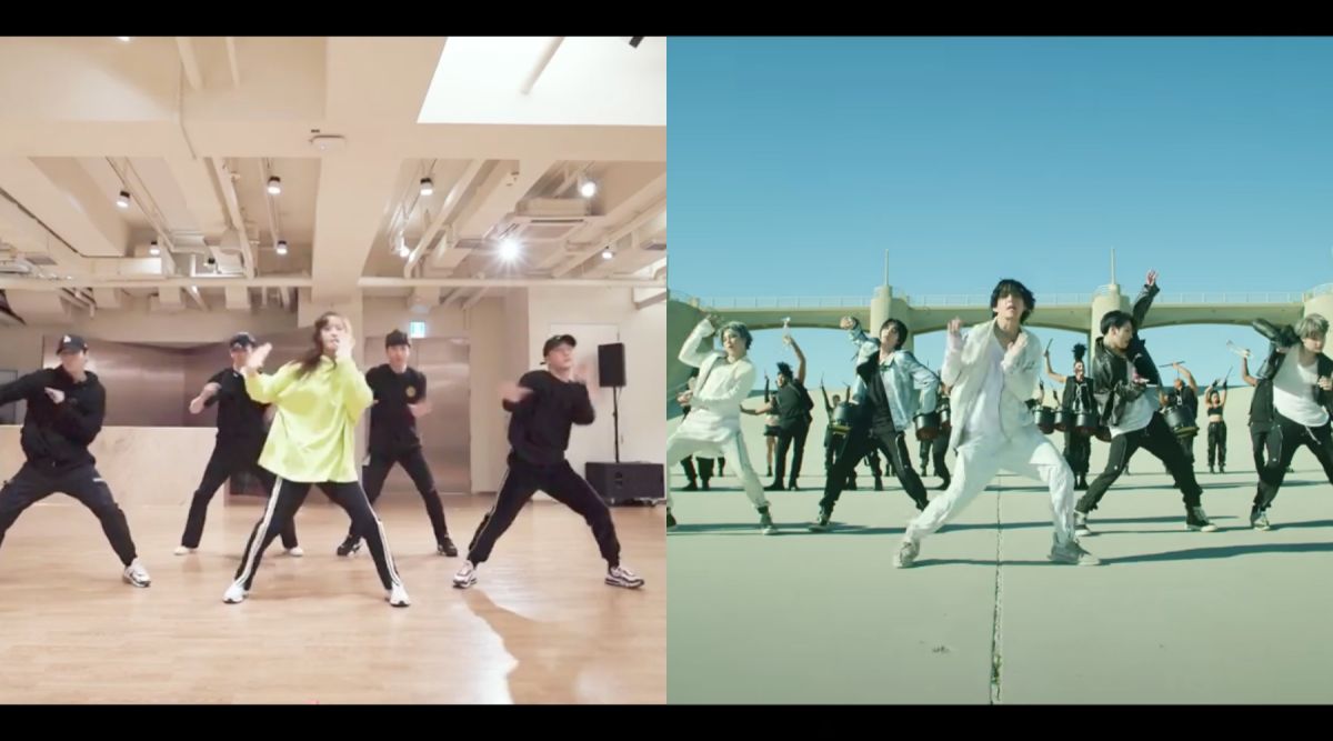 ▲潤娥（左）表演NCT 127、EXO、BTS、SEVENTEEN等知名男團作品。（圖／潤娥IG、Big Hit Labels YouTube）