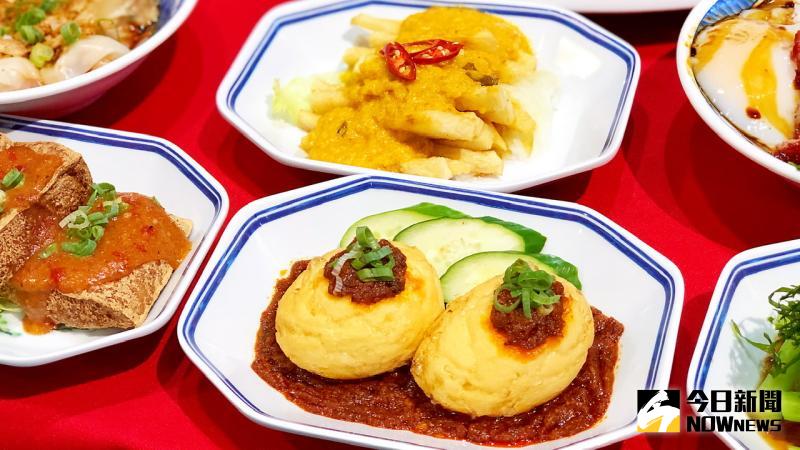 ▲參巴溏心炸蛋、泰式炸豆腐、限定的鹹蛋金沙山藥等特色小菜也值得一嚐。(圖/記者陳美嘉攝)