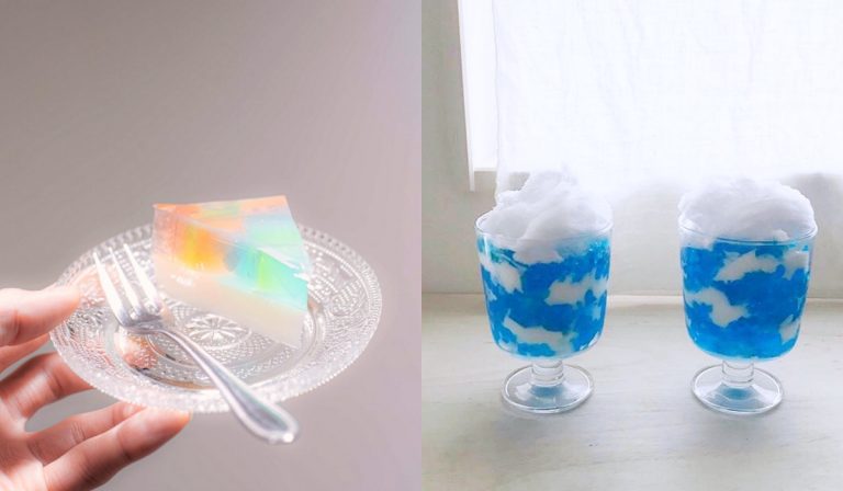▲藍天白雲飲、虹彩水晶凍。（圖／授權自Twitter @tsunekawa_、IG @yua_maru_04）