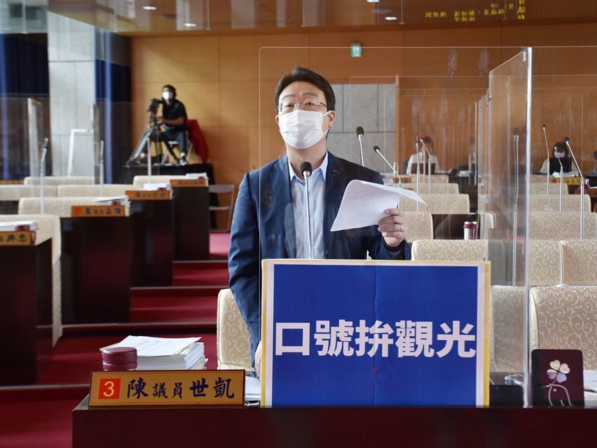 ▲衛福部長陳時中到台中行銷觀光，市府推出60組業者，讓部長逐一幫忙喊讚。議員陳世凱指出，這樣的策略，效果十分有限(圖／柳榮俊攝2020.6.1)