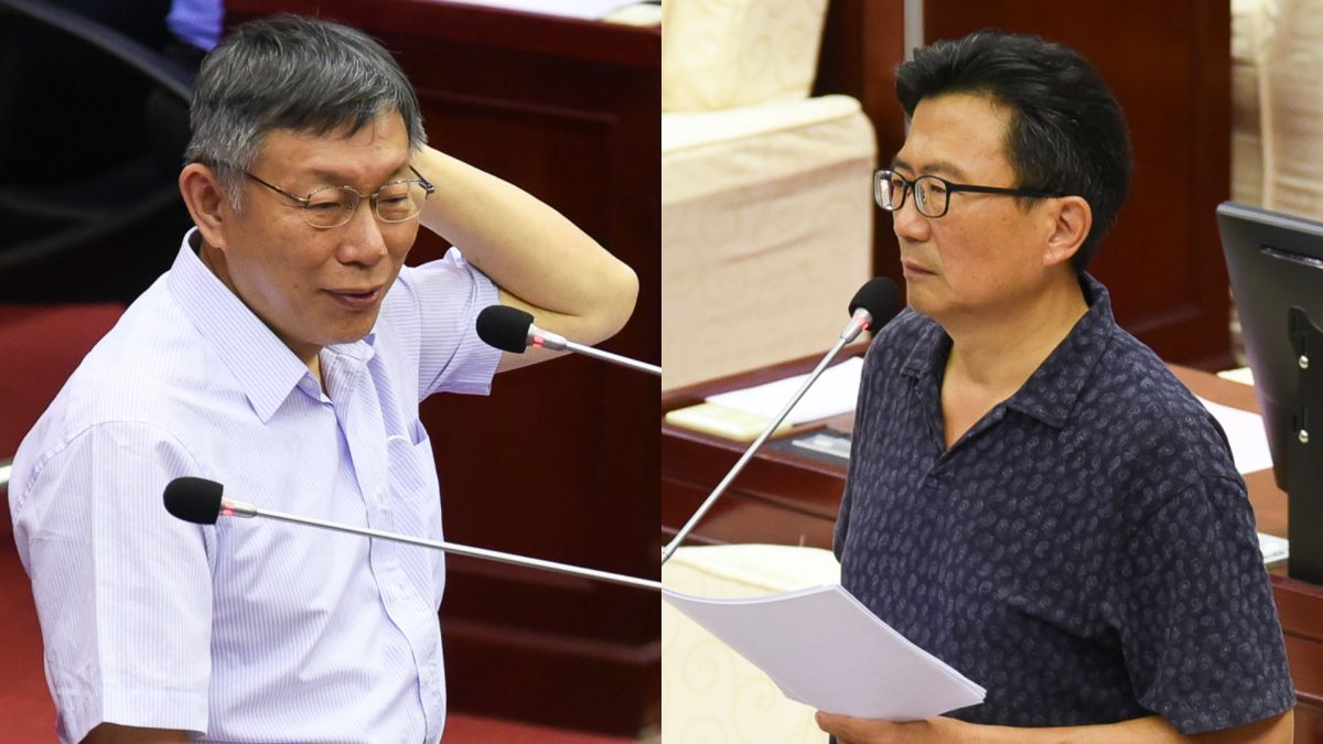 ▲台北市長柯文哲、國民黨台北市議員吳世正。（圖／記者陳明安攝,2020.6.4）