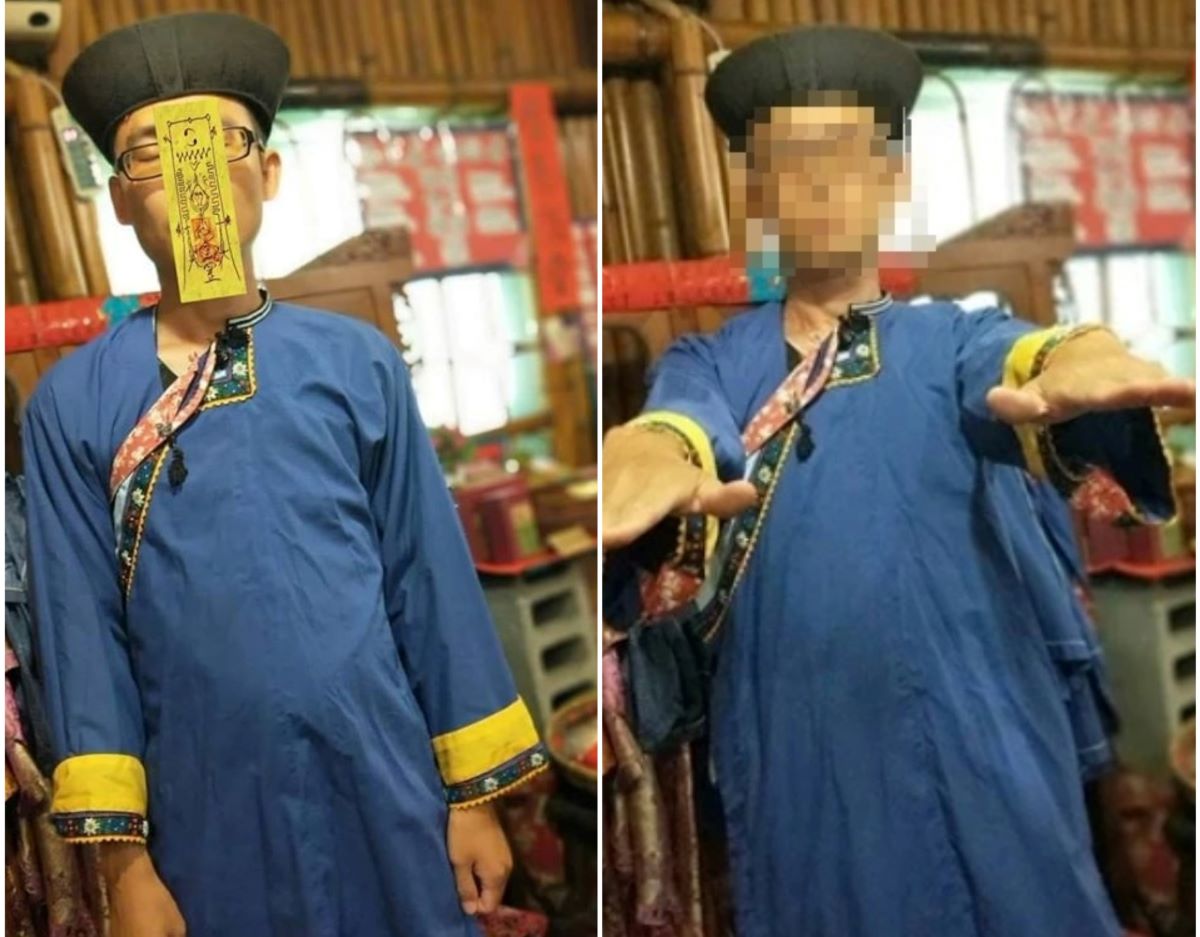 ▲網友出遊體驗客家服飾，意外發現自己彷彿殭屍。（圖／翻攝自臉書「爆廢公社公開版」）