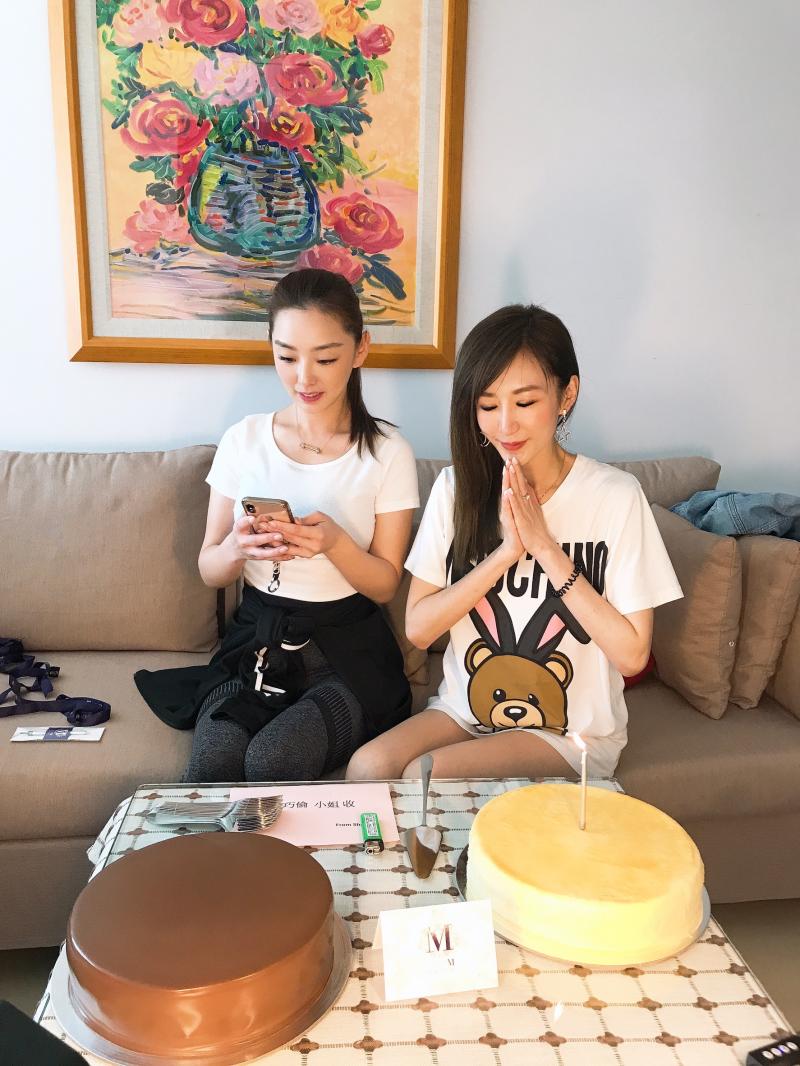 ▲賴芊合(左)陪羅巧倫度過38歲生日。(圖