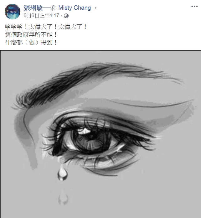 ▲張琍敏對罷韓結果感到痛心。(圖/張琍敏臉書)