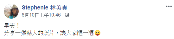 ▲林美貞分享近照。(圖/林美貞臉書)