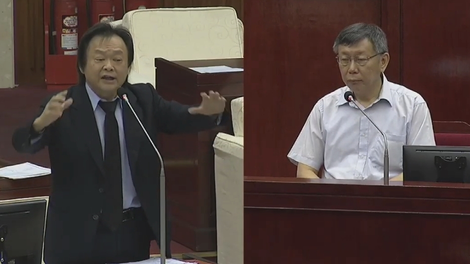 ▲民進黨台北市議員王世堅、台北市長柯文哲。（圖／翻攝台北市議會直播系統）