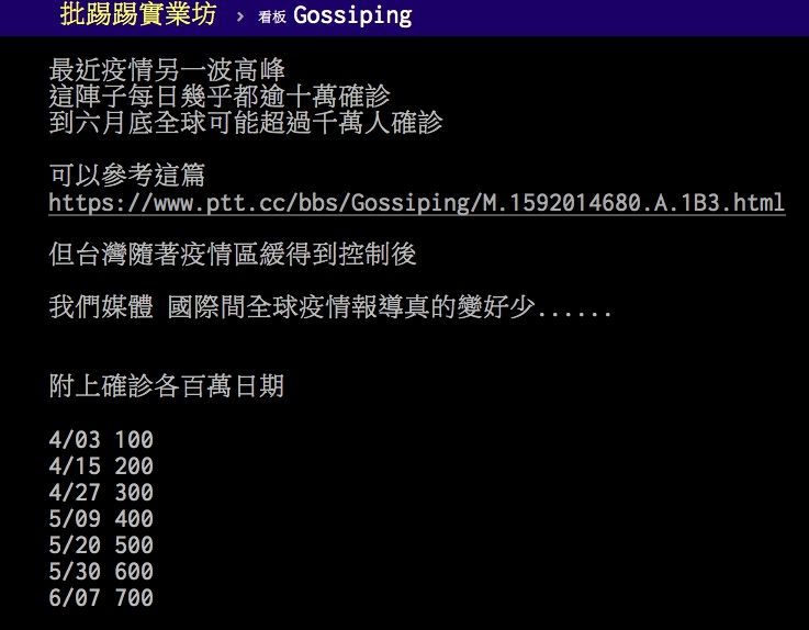 ▲網友熱議國外疫情。(圖/翻攝PTT)