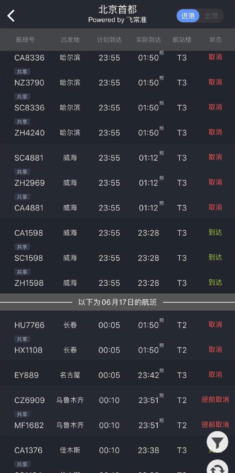 ▲北京機場航班大規模停飛。(圖/翻攝自PTT)