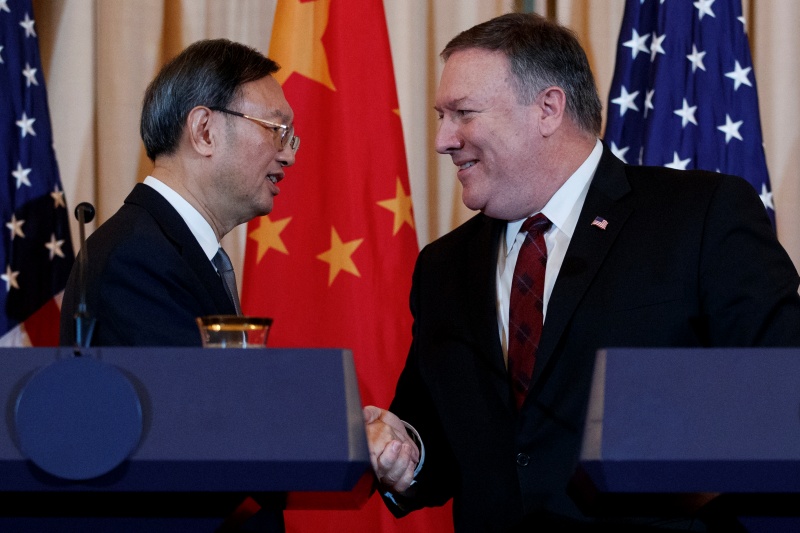 ▲楊潔篪與蓬佩奧 2 年前曾於華府會面。資料照。（圖／達志影像／美聯社）