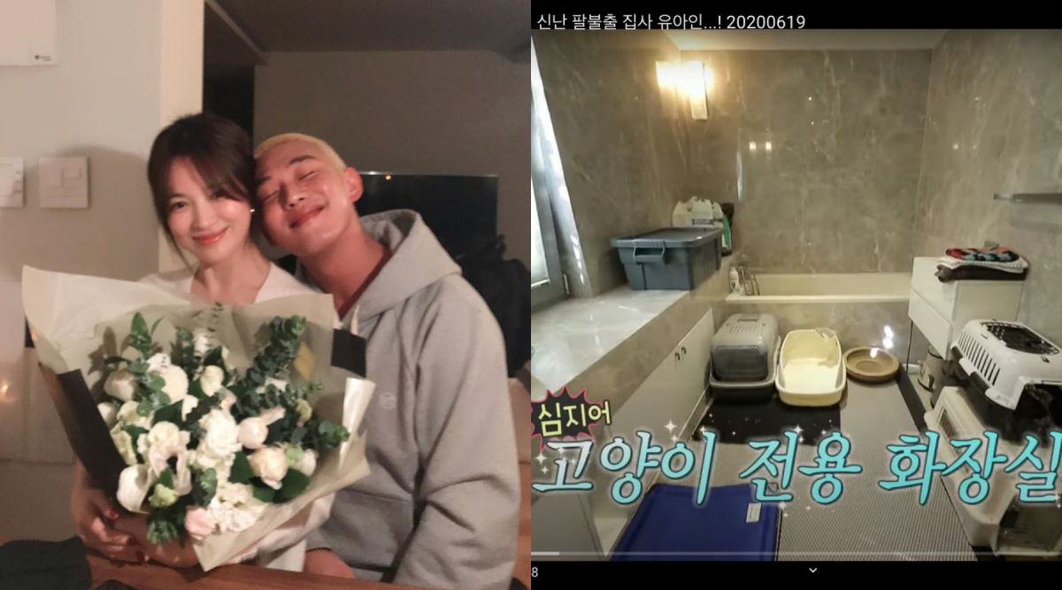 ▲劉亞仁（左圖右）跟宋慧喬感情很好；昨公開3層樓豪宅，設有貓咪專屬廁所。（圖／劉亞仁IG、MBCentertainment YouTube）
