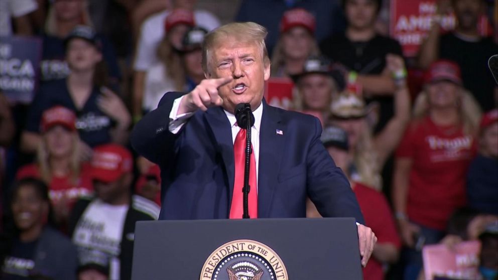 ▲美國總統川普在奧克拉荷馬州開始競選活動。（圖／翻攝自 ABC News ）