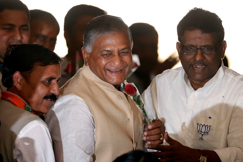 ▲印度交通部長、前陸軍總司令辛格(中)。資料照。（圖／美聯社／達志影像）