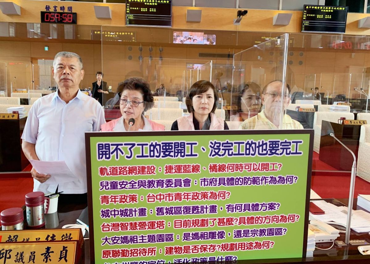 ▲議員邱素貞指出，市長盧秀燕上任後，以「開工市長」自我期許，「開不了工的要開工、沒完工的也要完工」，究竟做了哪些大建設，引人好奇。(圖／柳榮俊攝2020.6.23)