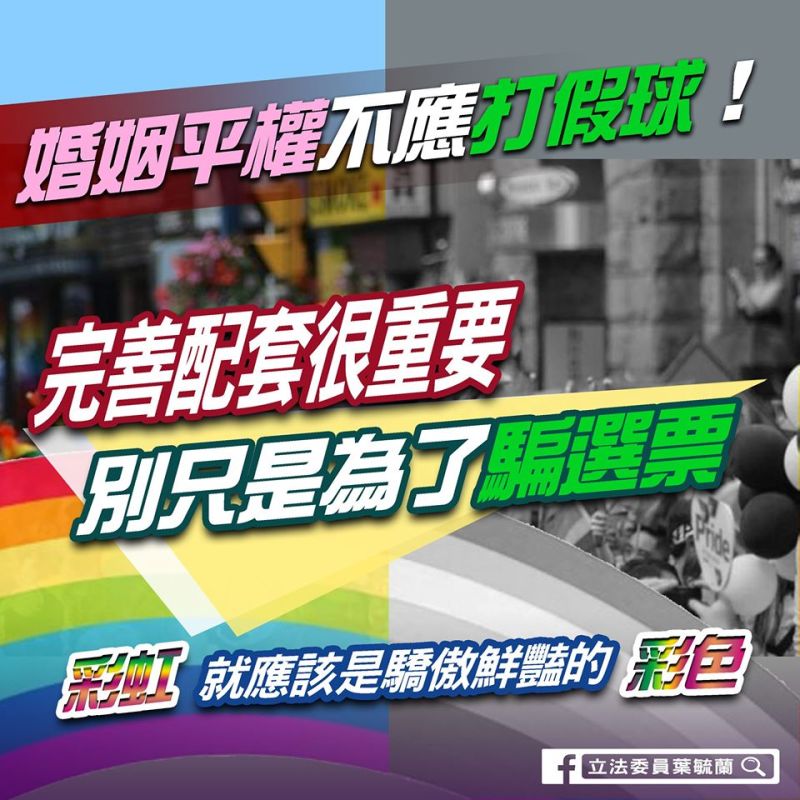 ▲立委葉毓蘭日前在臉書表達挺同志、應完善同性婚姻配套措施的想法,遭到藍營群眾灌臉書。 (圖/翻攝葉毓蘭臉書)