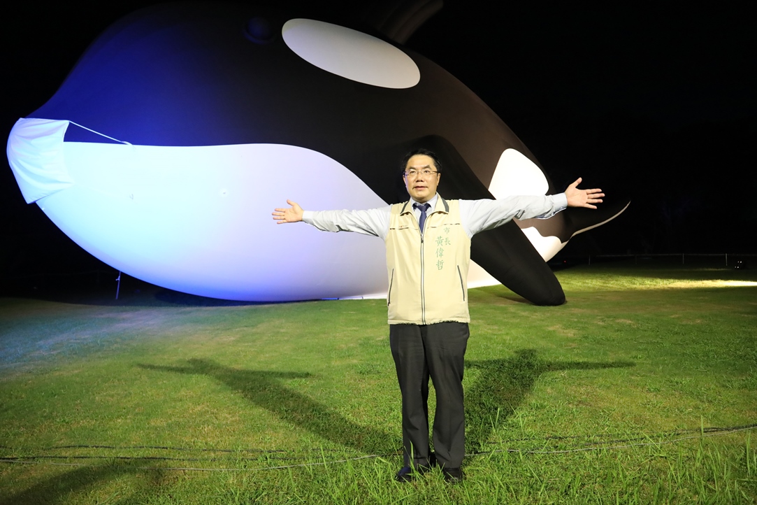 ▲安平虎鯨Orca即日起帶著口罩，在台南檢疫隔離14日。（圖／台南市政府提供）