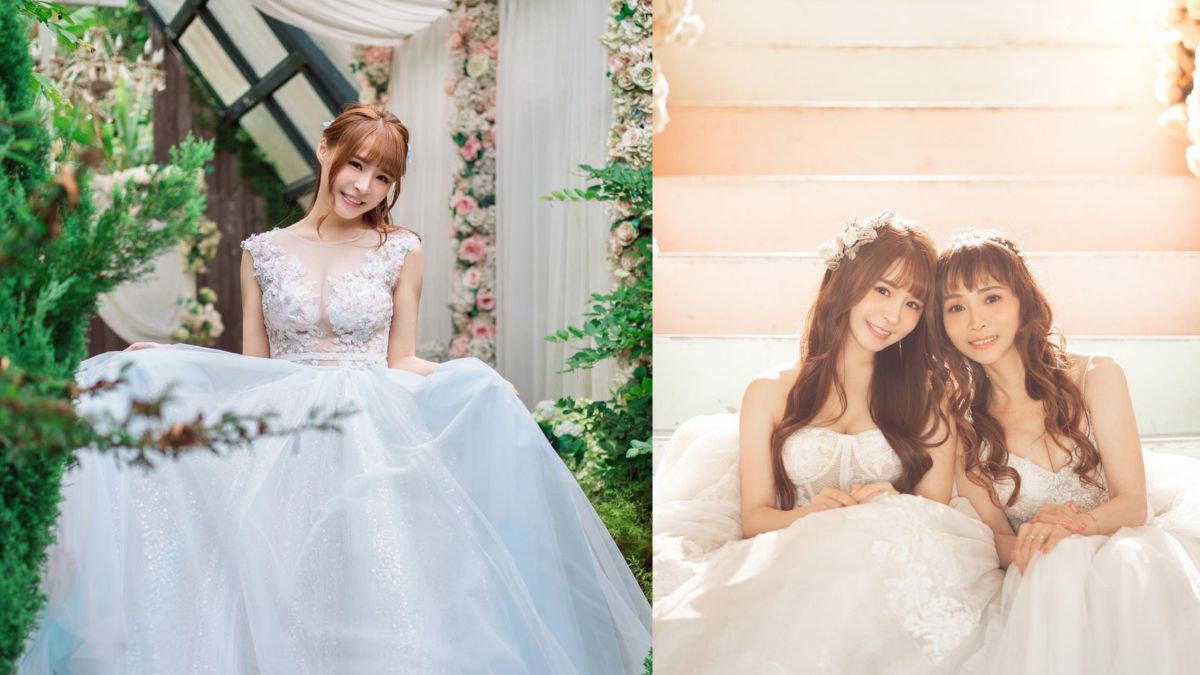 ▲元元（左圖）攜媽媽（右圖右） 拍母女婚紗。（圖／元元IG） 