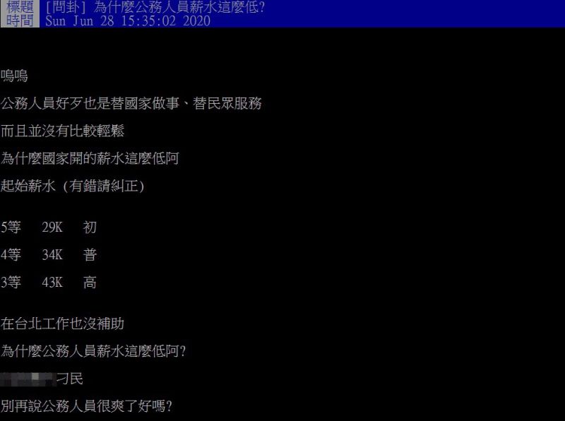 ▲網友提問，公職薪資感覺太低了？（圖／翻攝