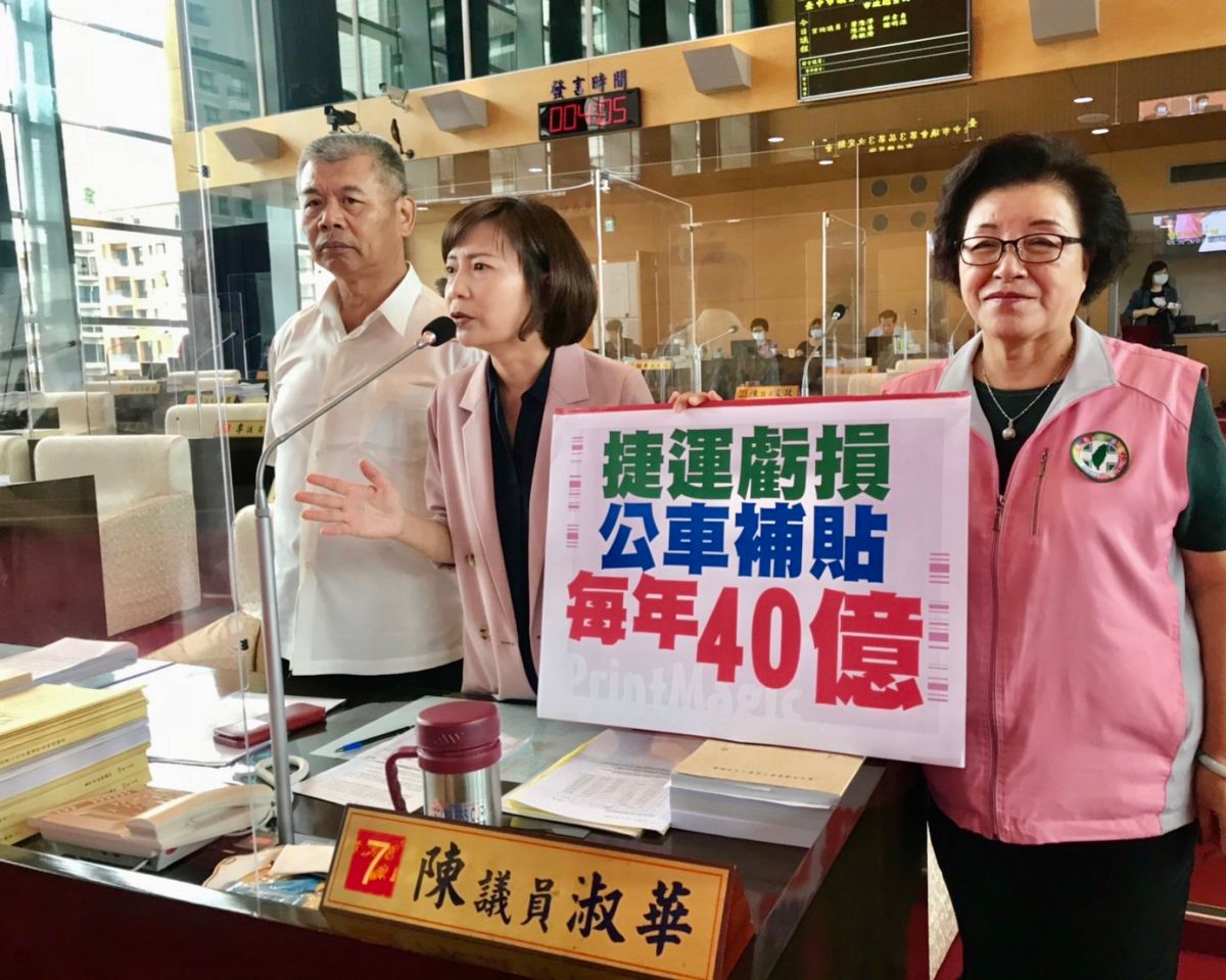 ▲議員陳淑華、蕭隆澤、邱素貞表示，大眾運輸的虧損及公車補貼金額非常嚇人，每年將吃掉預算赤字(圖／柳榮俊攝2020.6.30)