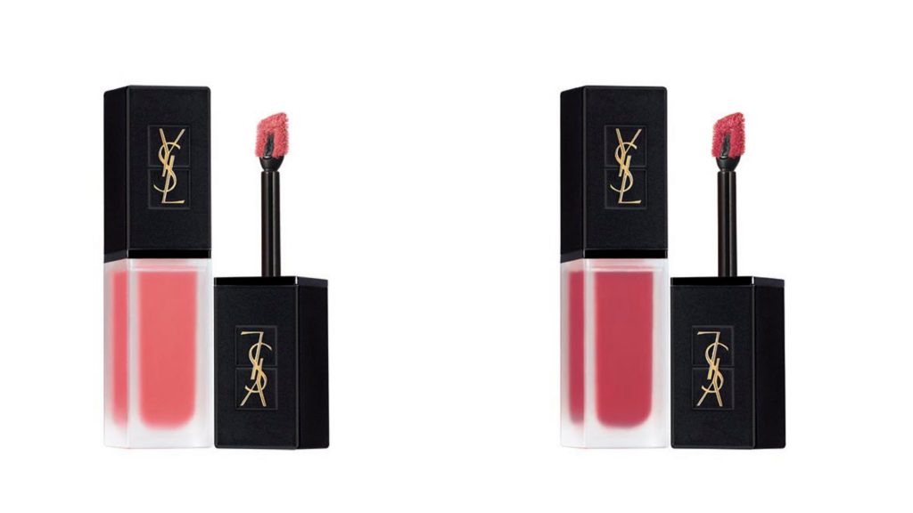 ▲YSL 時尚印記雪絨唇釉 NT$1,360 #204 粉雪暗號 #216 甜玫雪絨。（圖／YSL）