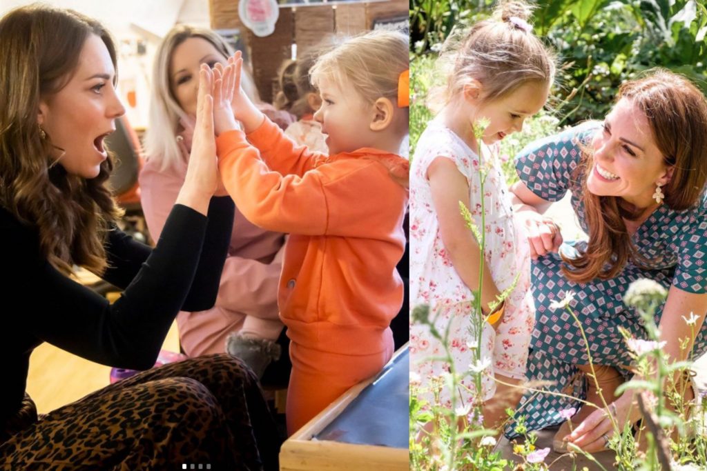 ▲凱特王妃與小孩的交流方式都採取「平視」、「蹲下」的方法。（圖／取自英國皇室官方IG）