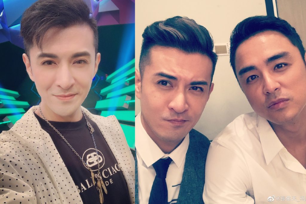 ▲祝釩剛改名「張佑天」，演藝事業並未有起色，圖右為明道。（圖／取自祝釩剛微博）