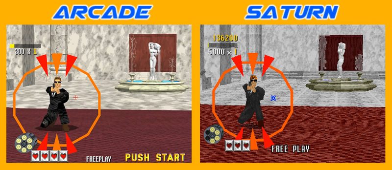 ▲遊戲中的彩蛋，VR快打的莎拉雕像噴泉，可惜SATURN版因解析度低，不慎明顯。