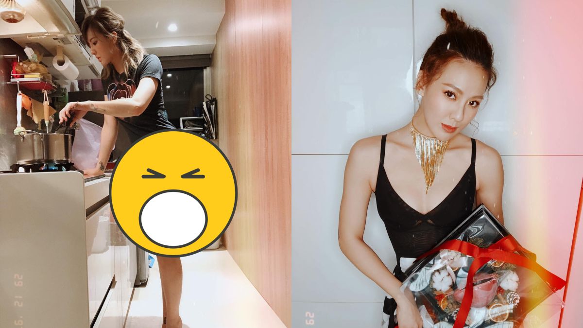 ▲劉雨柔下廚只穿內褲。（圖／劉雨柔臉書） 