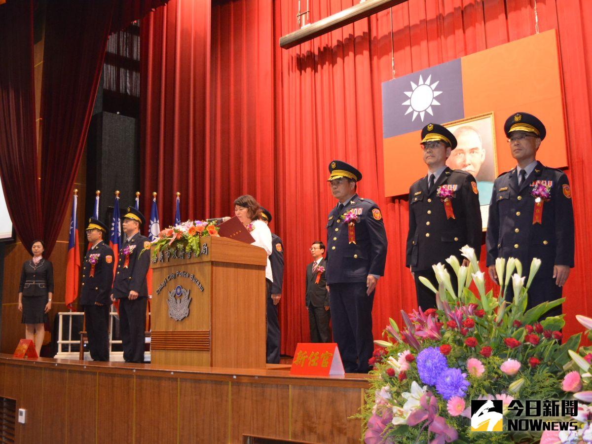 ▲嘉義市警局辦理副局長、分局長布達暨卸、新任聯合交接典禮。（圖／記者郭政隆攝影2020.7.3）