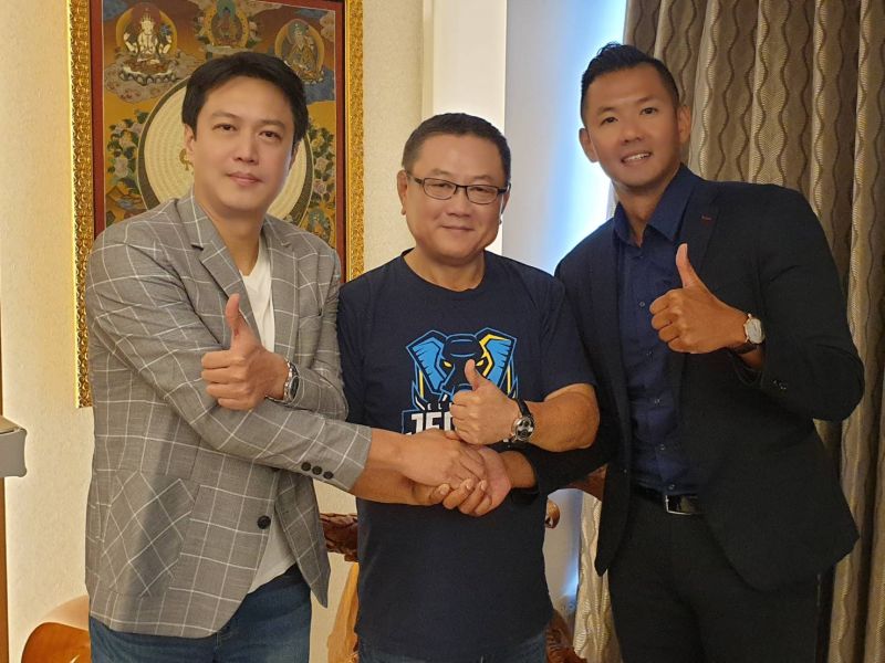 ▲共好盃主辦單位展逸國際企業董事長張憲銘(左)、新聯盟發起人陳建州(右)於7月3日拜會九太科技董事長沈會承(中)。(圖/九太提供)